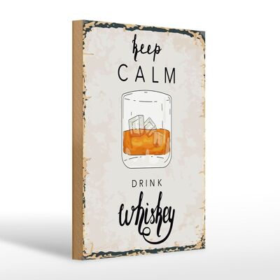 Cartello in legno con scritta Keep Calm Drink Whiskey 20x30 cm