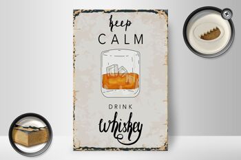 Panneau en bois disant Keep Calm Drink Whisky 20x30cm 2