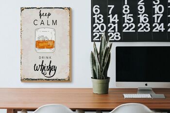 Panneau en bois disant Keep Calm Drink Whisky 20x30cm 3