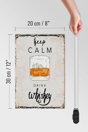 Panneau en bois disant Keep Calm Drink Whisky 20x30cm 4