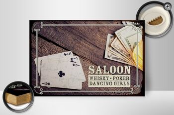 Panneau en bois disant Saloon Whisky Poker Dancing 30x20cm 2