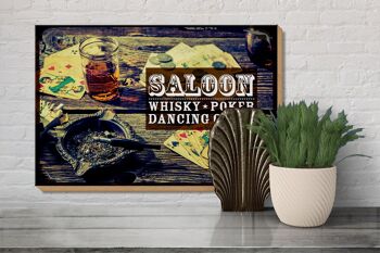 Panneau en bois disant Saloon Whisky Poker Dancing Girls 30x20cm 3