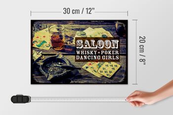 Panneau en bois disant Saloon Whisky Poker Dancing Girls 30x20cm 4