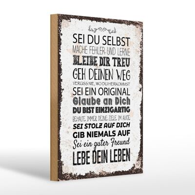 Holzschild Spruch Sei du selbst mache Fehler lerne 20x30cm