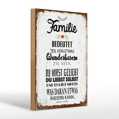 Cartello in legno con scritta "famiglia parte di qualcosa di meraviglioso" 20x30 cm