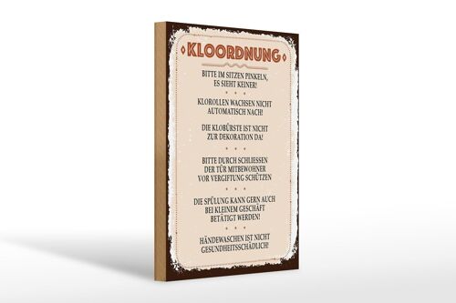 Holzschild Spruch Kloordnung bitte im sitzen pinkeln 20x30cm