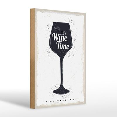 Cartello in legno con scritta Wine It's Wine Time 20x30 cm