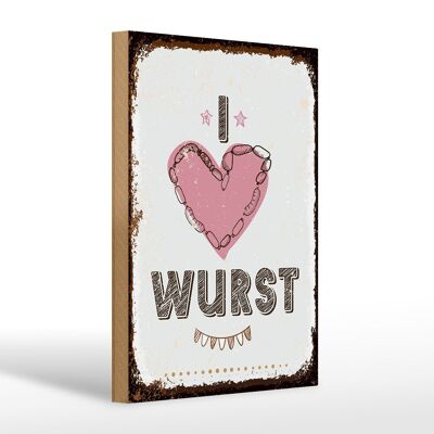 Holzschild Spruch Essen I love Wurst Herz 20x30cm Geschenk