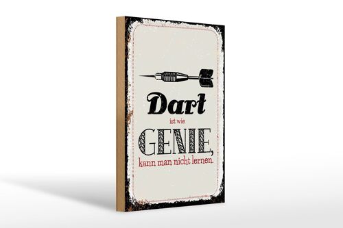 Holzschild Spruch Dart Genie kann man nicht lernen 20x30cm