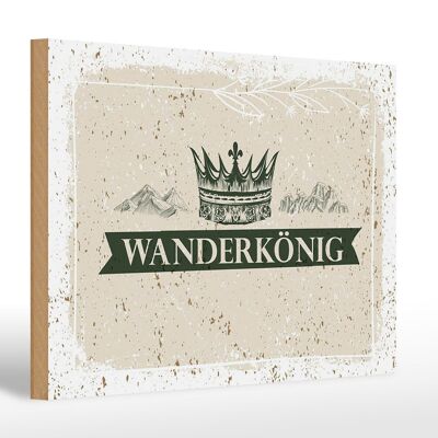 Cartello in legno per escursionismo, escursionismo, corona del re, montagne, 30x20 cm, regalo