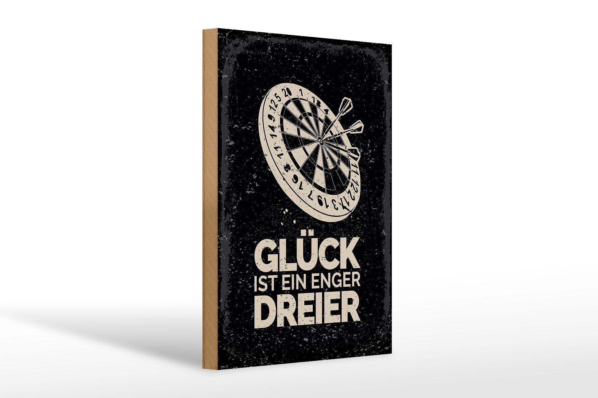 Cartel de madera que dice La suerte de Dart es un trío apretado 20x30cm