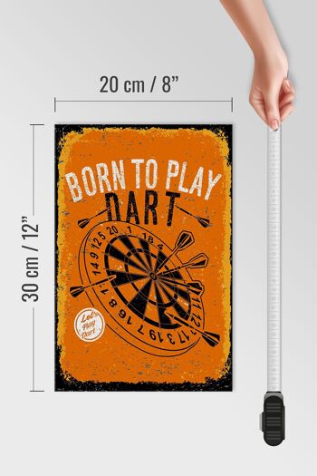Panneau en bois disant Born to play Dart Let's play 20x30cm 4