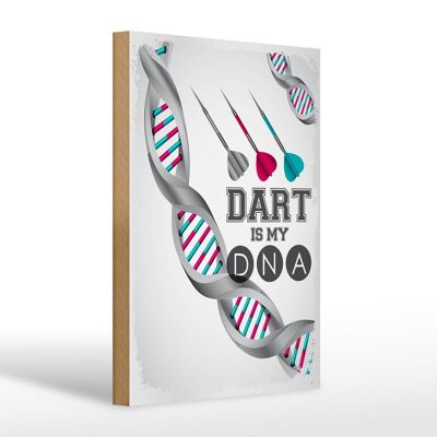 Cartello in legno con scritta "Sport Dart is my DNA" regalo 20x30 cm