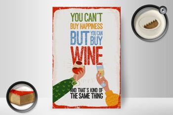 Panneau en bois disant que le vin ne peut pas acheter le bonheur mais le vin 20x30cm 2