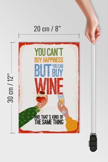 Panneau en bois disant que le vin ne peut pas acheter le bonheur mais le vin 20x30cm 4