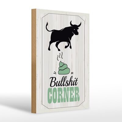 Cartel de madera que dice Bullshit Corner Bull 20x30cm decoración de pared