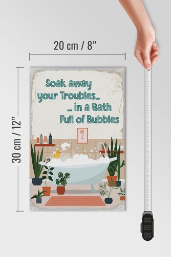 Panneau en bois disant Bad Soak away your Troubles Bath 20x30cm 4