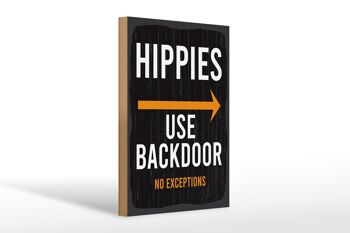 Panneau en bois avis d'entrée hippies utilisent porte dérobée 20x30cm 1
