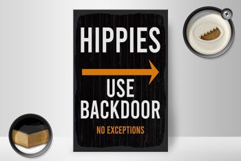 Panneau en bois avis d'entrée hippies utilisent porte dérobée 20x30cm 2