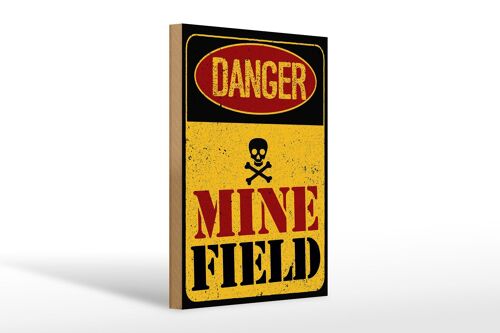 Holzschild Achtung Danger Mine Field Minenfeld 20x30cm