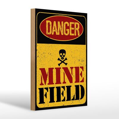 Holzschild Achtung Danger Mine Field Minenfeld 20x30cm