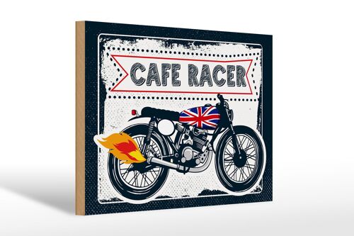 Holzschild Motorcycle Cafe Racer Motorrad UK 30x20cm