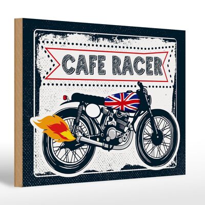 Cartel de madera Moto Cafe Racer Moto Reino Unido 30x20cm