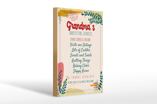 Holzschild Spruch Grandma´s Babysitting services 20x30cm