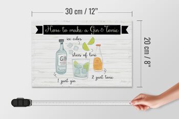 Panneau en bois indiquant Comment faire un Gin & Tonic 30x20cm 4