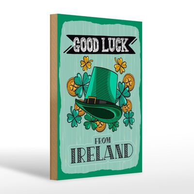 Cartello in legno con scritta "Buona fortuna dall'Irlanda" regalo 20x30 cm