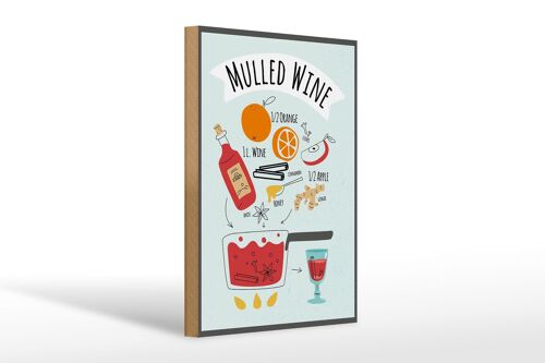 Holzschild Rezept Mulled Wine Orange Wine Anise 20x30cm