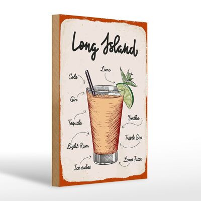 Panneau en bois Long Island Tequila Vodka 20x30cm