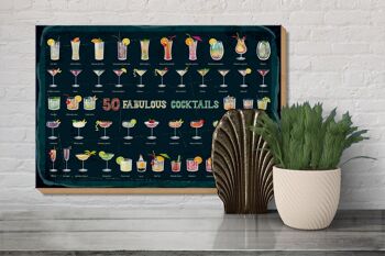 Panneau en bois 50 Fabulous Cocktails Drinks 30x20cm 3