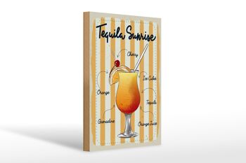 Panneau en bois Tequila Sunrise Cerise Orange 20x30cm 1
