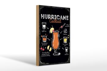 Panneau en bois Recette Hurricane Cocktail Recipe 20x30cm cadeau 1