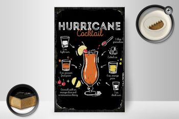 Panneau en bois Recette Hurricane Cocktail Recipe 20x30cm cadeau 2