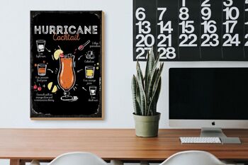 Panneau en bois Recette Hurricane Cocktail Recipe 20x30cm cadeau 3