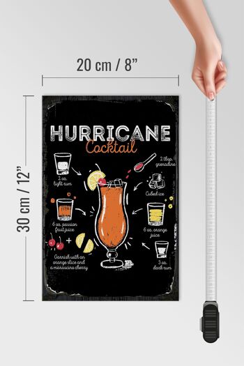 Panneau en bois Recette Hurricane Cocktail Recipe 20x30cm cadeau 4