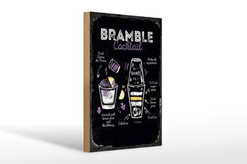 Panneau en bois Recette Bramble Cocktail Recipe 20x30cm cadeau 1