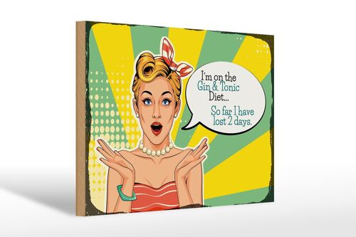 Holzschild Spruch I´m on the Gin & Tonic Diet 30x20cm