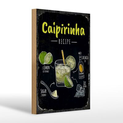 Panneau en bois Recette Caipirinha Cocktail Recipe 20x30cm