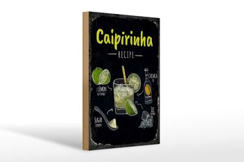 Panneau en bois Recette Caipirinha Cocktail Recipe 20x30cm 1