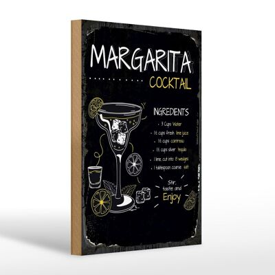 Panneau en bois recette Margarita Cocktail Recipe 20x30cm cadeau
