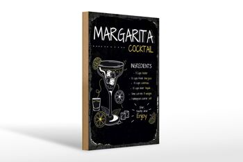 Panneau en bois recette Margarita Cocktail Recipe 20x30cm cadeau 1