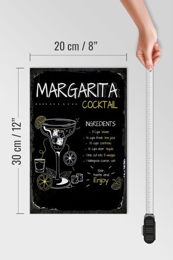 Panneau en bois recette Margarita Cocktail Recipe 20x30cm cadeau 4