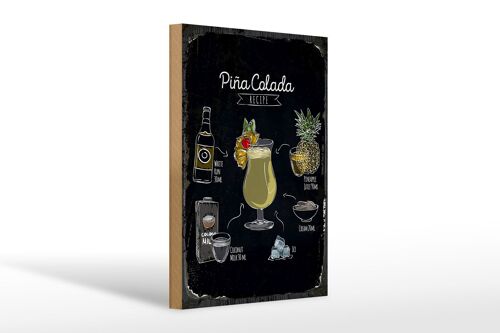 Holzschild Rezept Pina Colada Coktail Recipe 20x30cm Geschenk