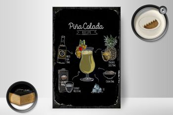 Panneau en bois recette Pina Colada Coktail Recipe 20x30cm cadeau 2