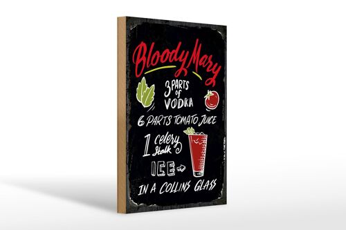 Holzschild Rezept Bloody Mary Cocktail Recipe 20x30cm schwarzes Schild
