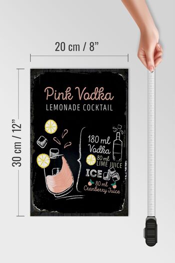 Panneau en bois recette Recette de cocktail Vodka rose 20x30cm cadeau 4