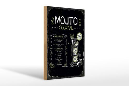 Holzschild Rezept Mojito Cocktail Recipe 20x30cm Geschenk